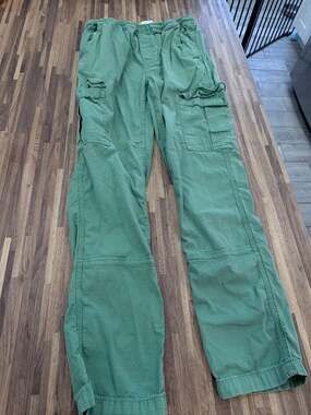 Mini Boden Boys Cargo Pants Green 14Y 164cm Drawstring Elastic Waist